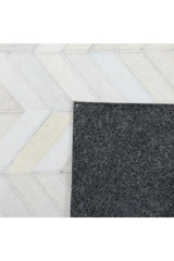 Meir Handmade Contemporary Chevron Ivory Area Rug Ivory