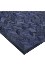 Meir Hand Woven Contemporary Chevron Blue Area Rug Blue