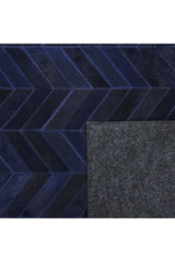 Meir Hand Woven Contemporary Chevron Blue Area Rug Blue