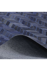 Meir Hand Woven Contemporary Chevron Blue Area Rug Blue