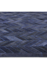 Meir Hand Woven Contemporary Chevron Blue Area Rug Blue