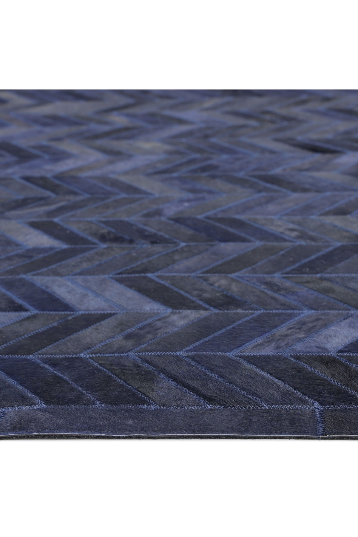 Meir Hand Woven Contemporary Chevron Blue Area Rug Blue