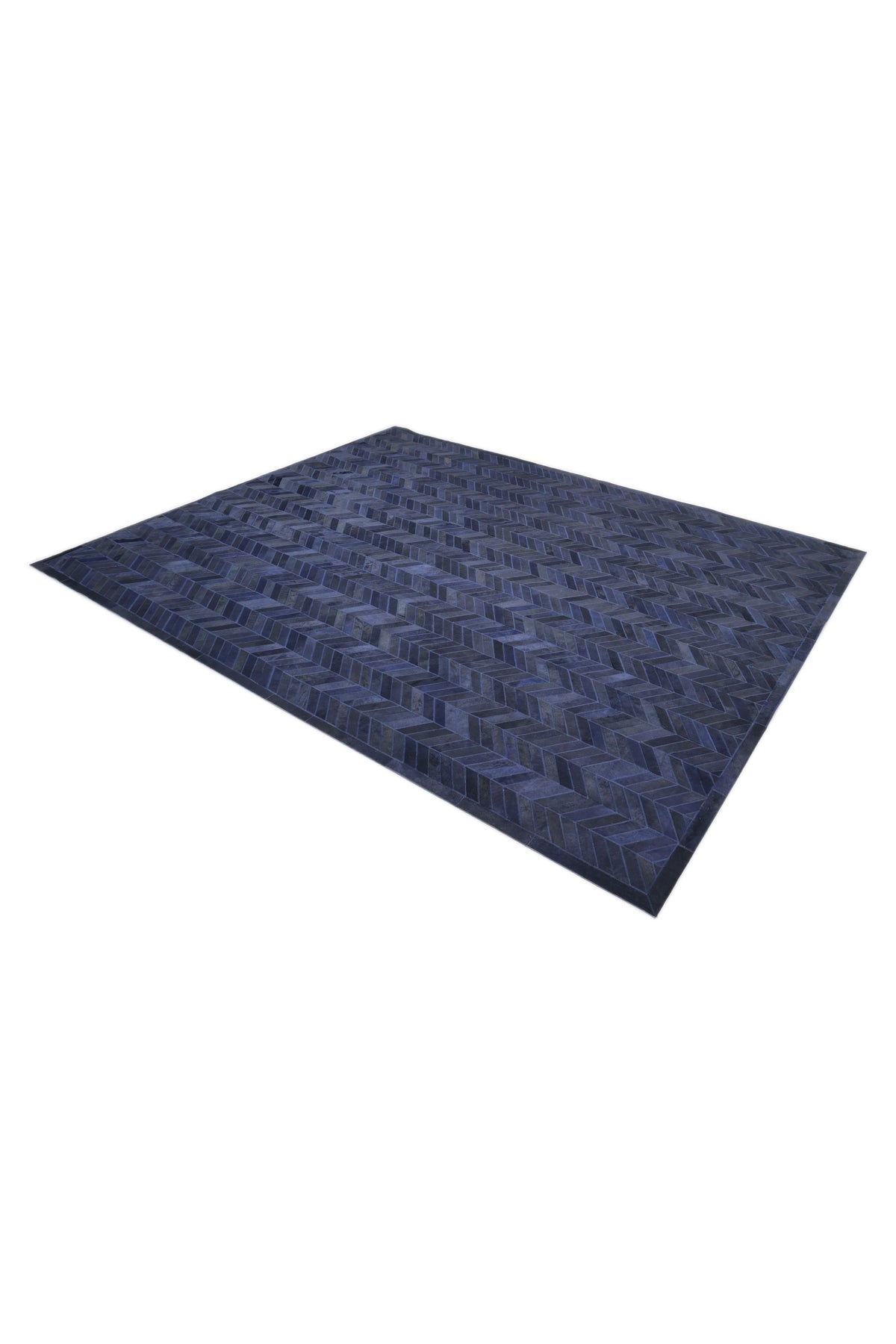 Meir Hand Woven Contemporary Chevron Blue Area Rug Blue