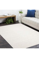Elizabeth Hand Woven Contemporary Solid Ivory Area Rug Ivory