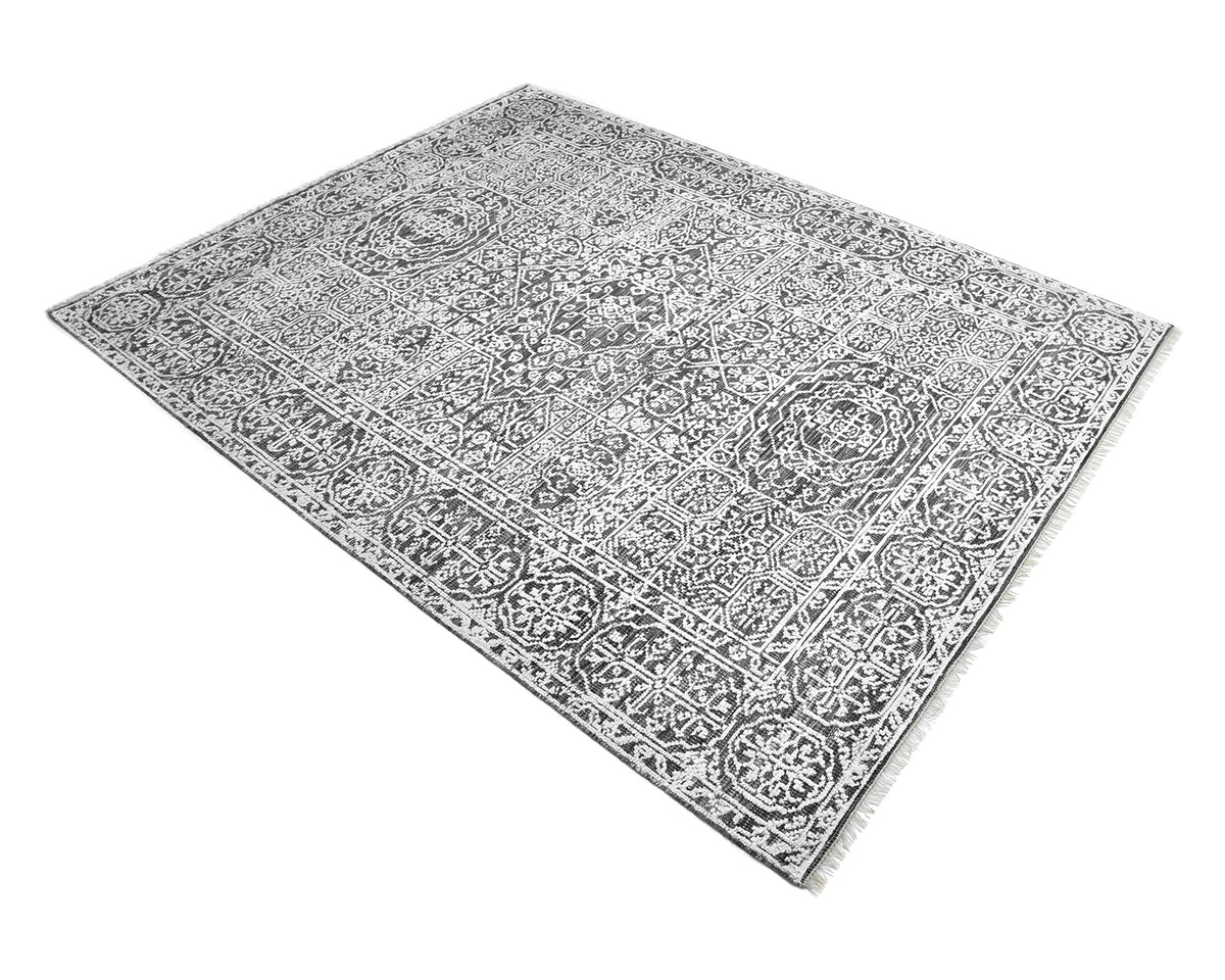 Charles Hand-Loomed Contemporary Floral Gray Area Rug Gray
