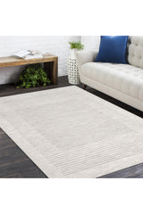 George Hand Woven Contemporary Striped Light Gray Area Rug Light Gray