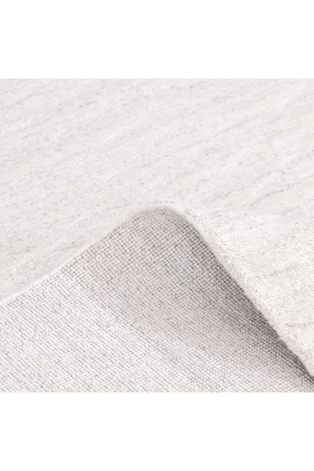Rishab Hand Knotted Contemporary Solid Ivory Area Rug Ivory