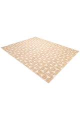 Elle Hand Woven Contemporary Geometric Ivory Area Rug Ivory