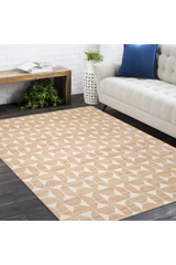 Elle Hand Woven Contemporary Geometric Ivory Area Rug Ivory