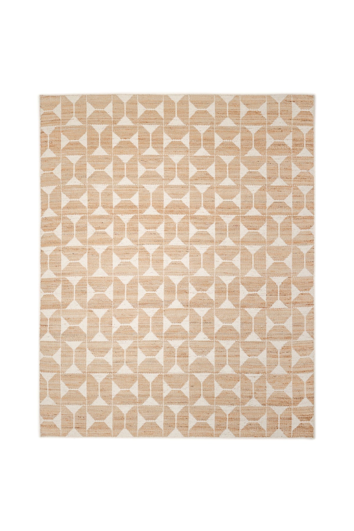 Elle Hand Woven Contemporary Geometric Ivory Area Rug Ivory