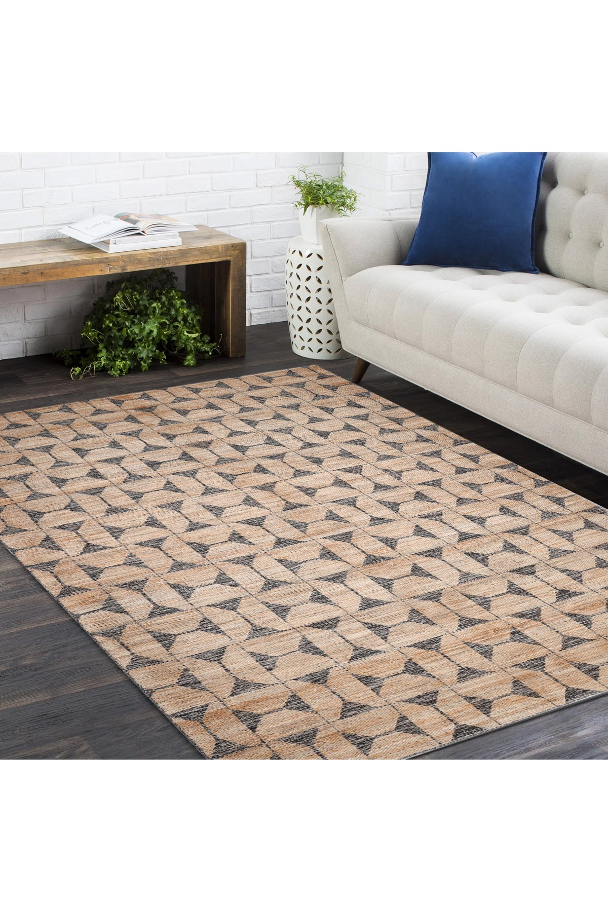 Elle Hand Woven Contemporary Geometric Brown Area Rug Brown