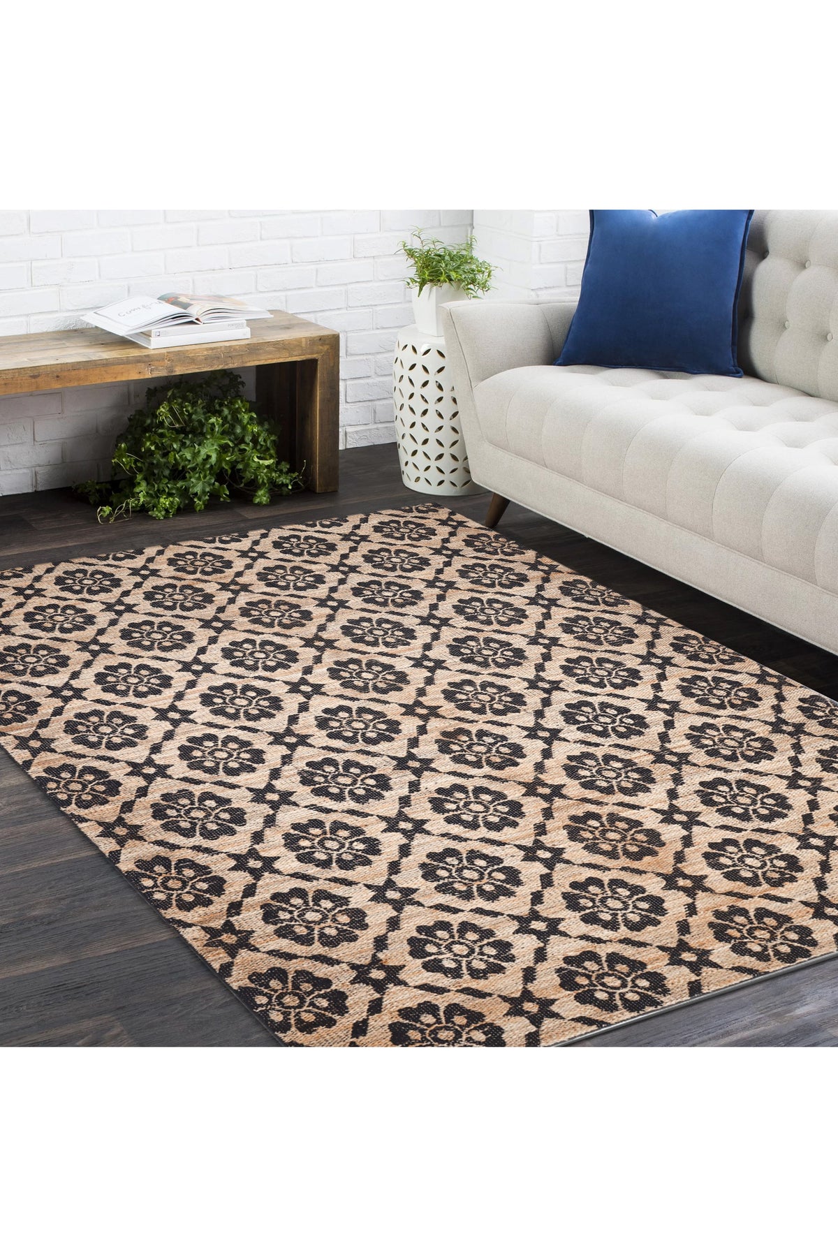 Edith Hand Woven Contemporary Floral Brown Area Rug Brown