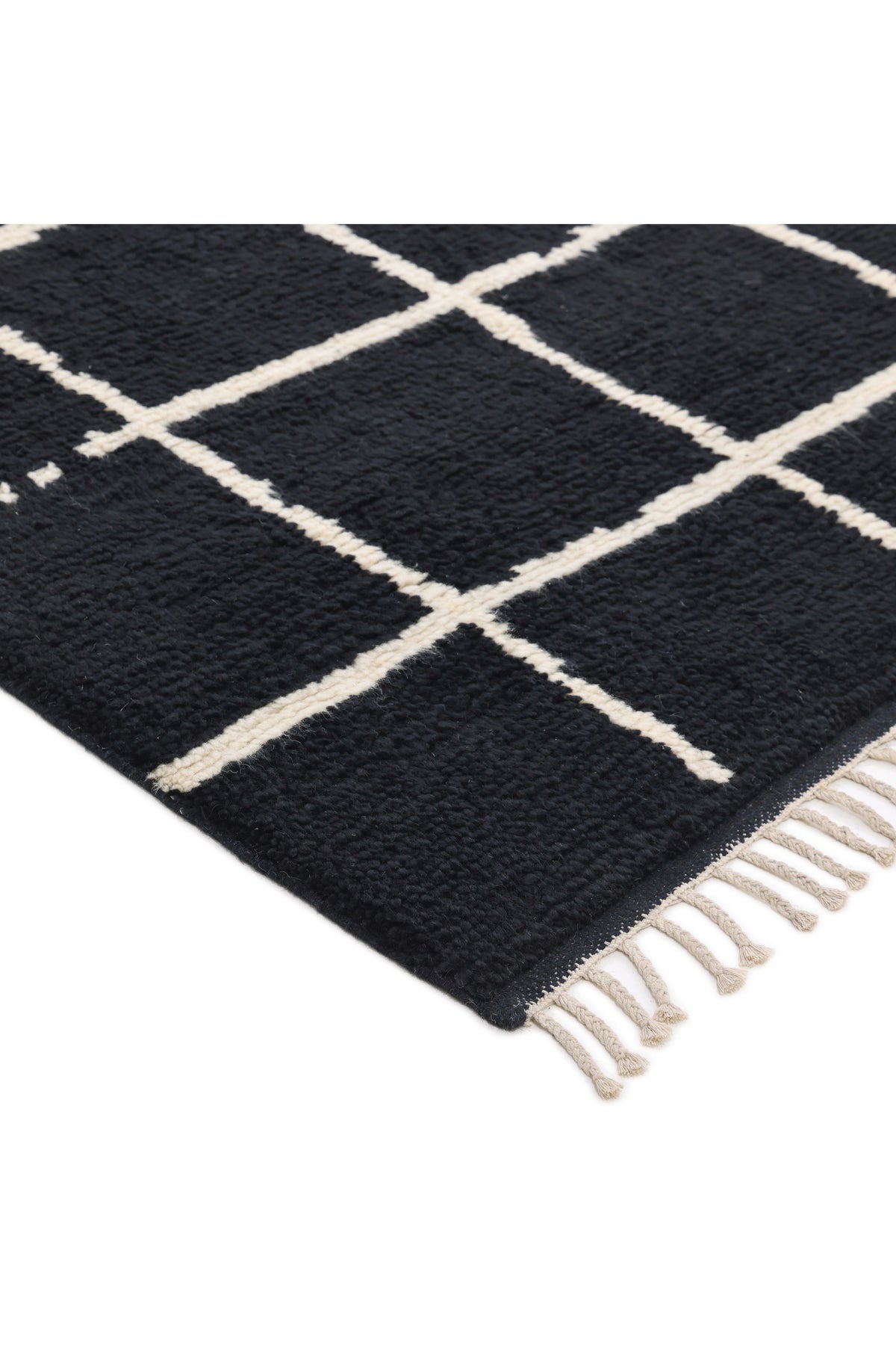 Paris Hand Knotted Bohemian Moroccan Black Area Rug Black