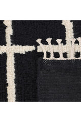 Paris Hand Knotted Bohemian Moroccan Black Area Rug Black