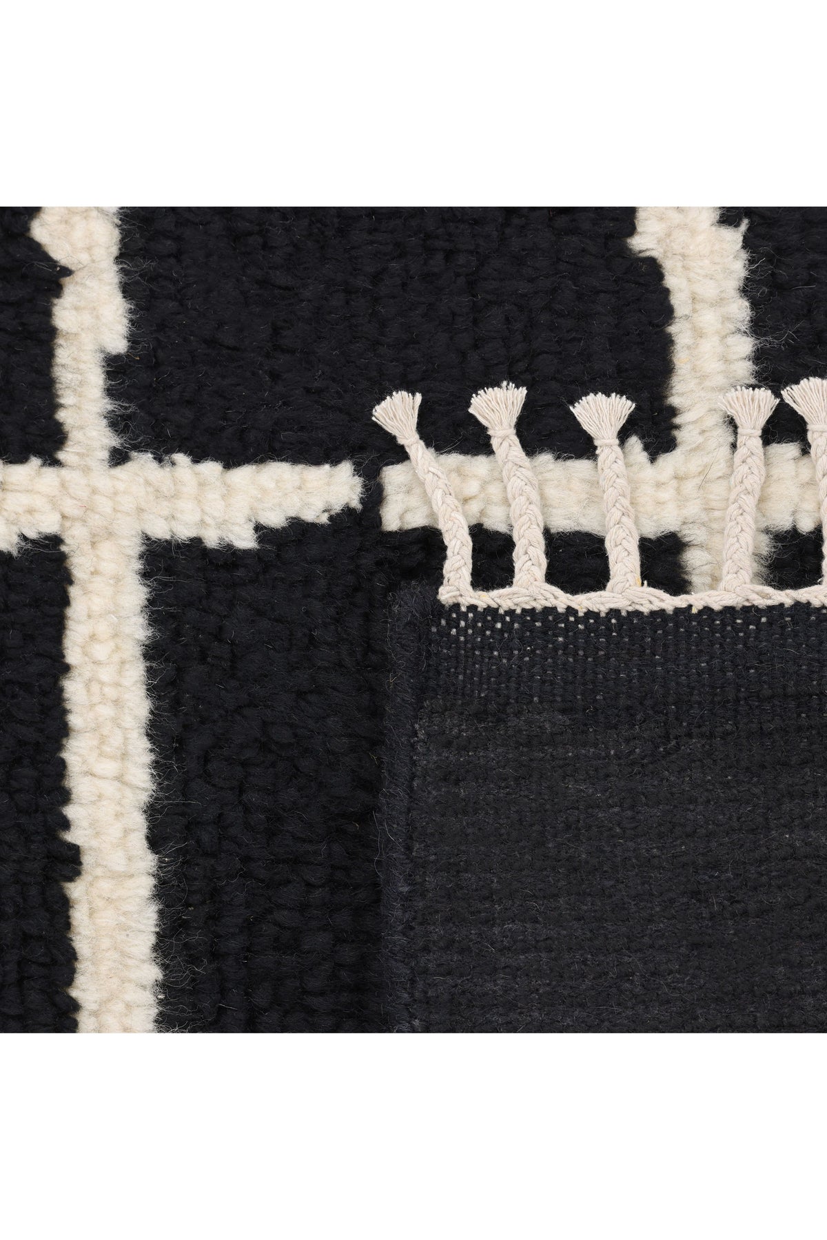 Paris Hand Knotted Bohemian Moroccan Black Area Rug Black