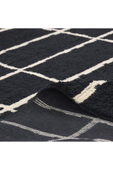Paris Hand Knotted Bohemian Moroccan Black Area Rug Black