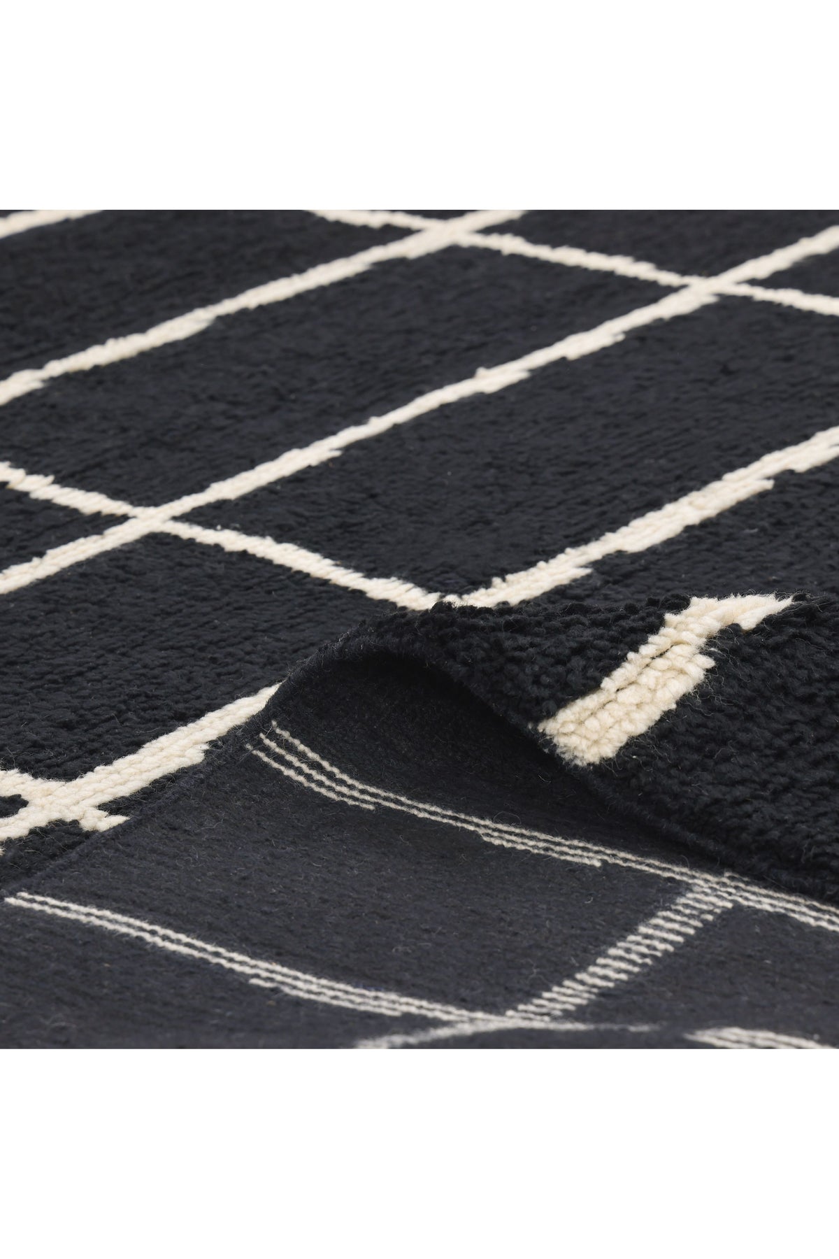 Paris Hand Knotted Bohemian Moroccan Black Area Rug Black