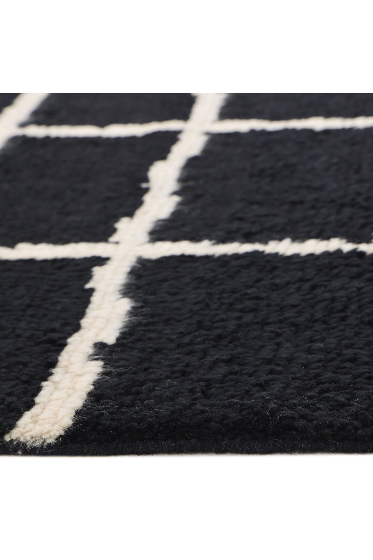 Paris Hand Knotted Bohemian Moroccan Black Area Rug Black