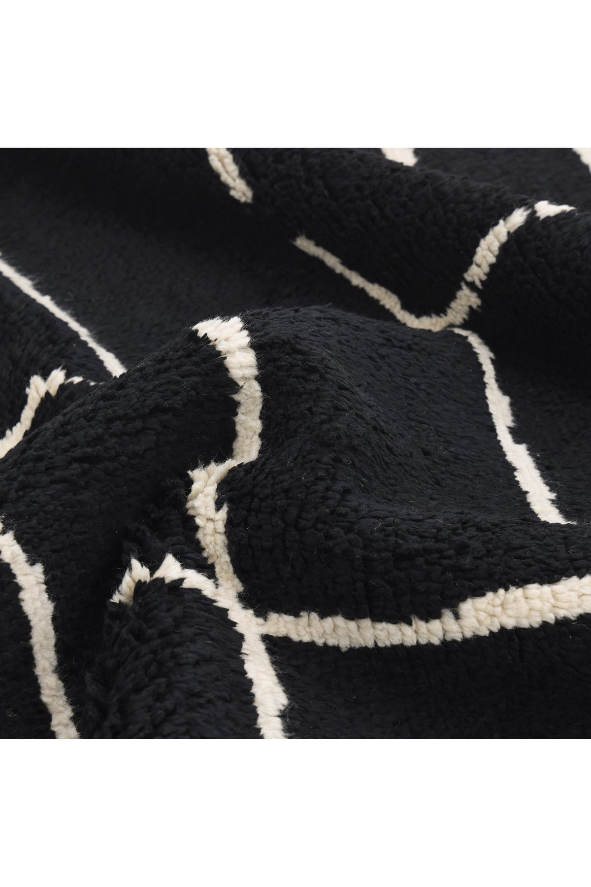 Paris Hand Knotted Bohemian Moroccan Black Area Rug Black