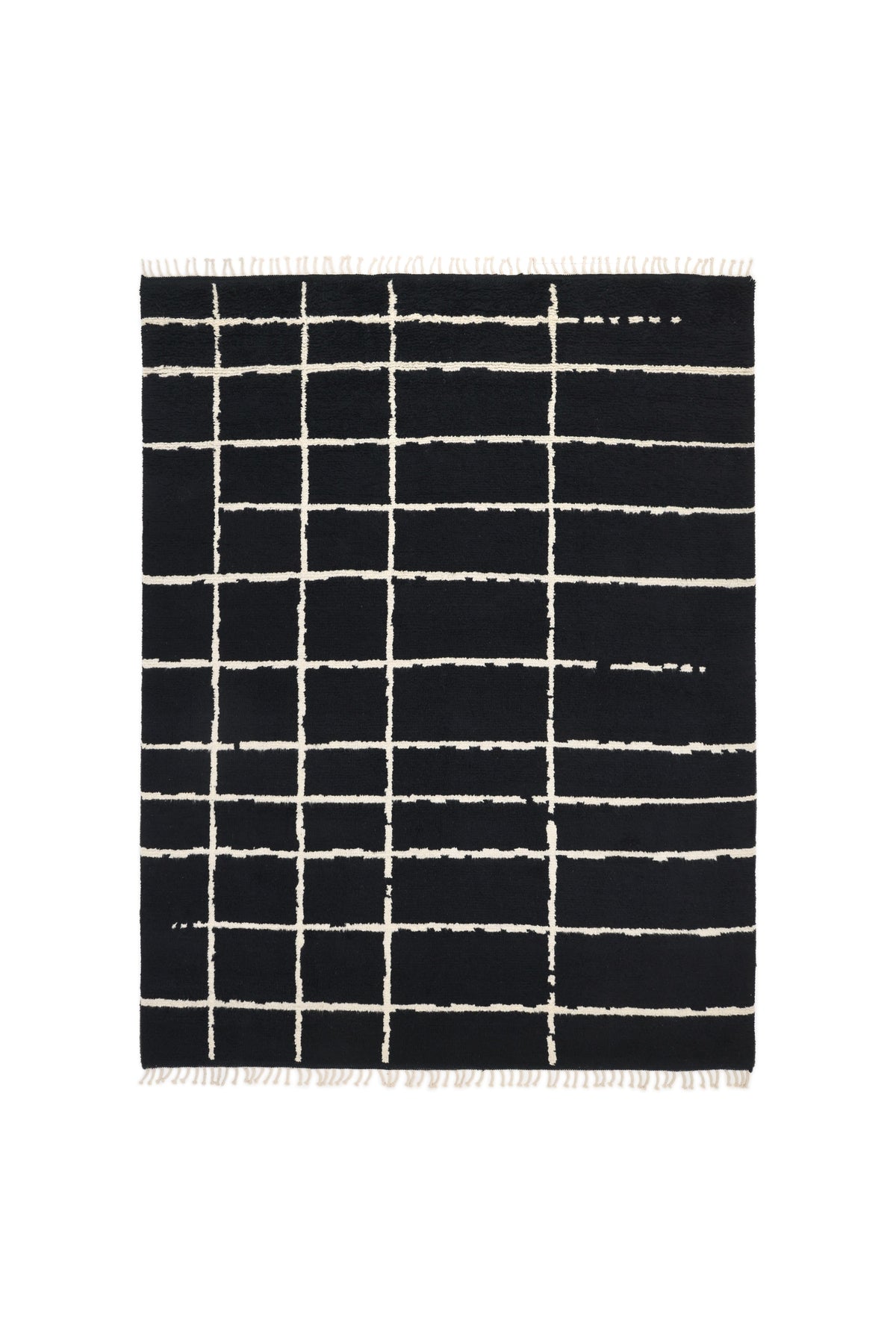 Paris Hand Knotted Bohemian Moroccan Black Area Rug Black