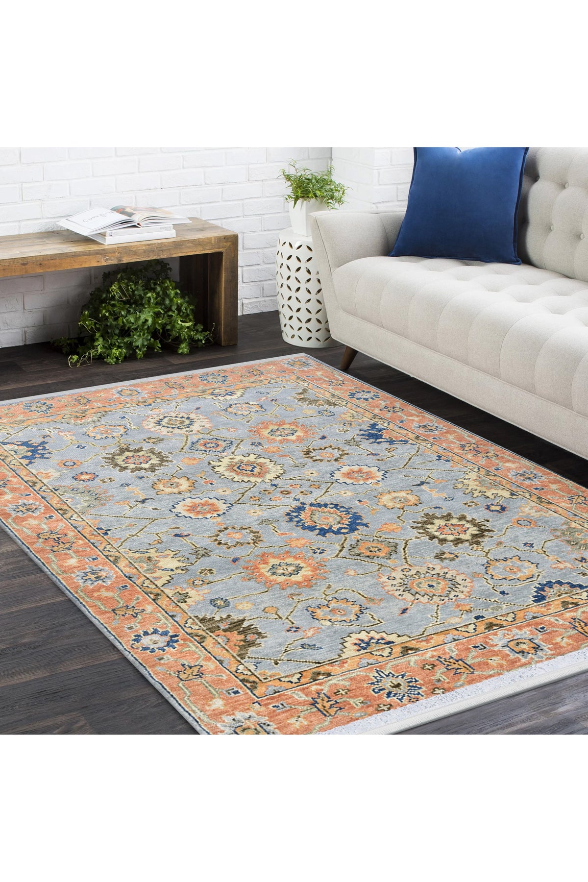 Liza Hand Knotted Contemporary Floral Light Gray Area Rug Light Gray
