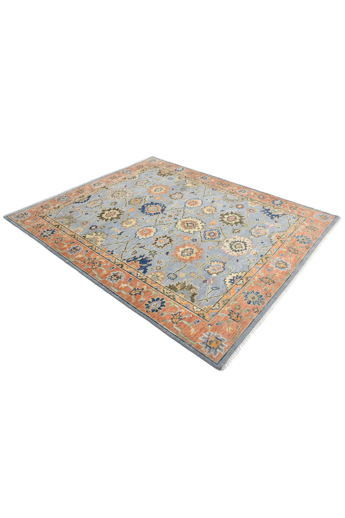 Liza Hand Knotted Contemporary Floral Light Gray Area Rug Light Gray