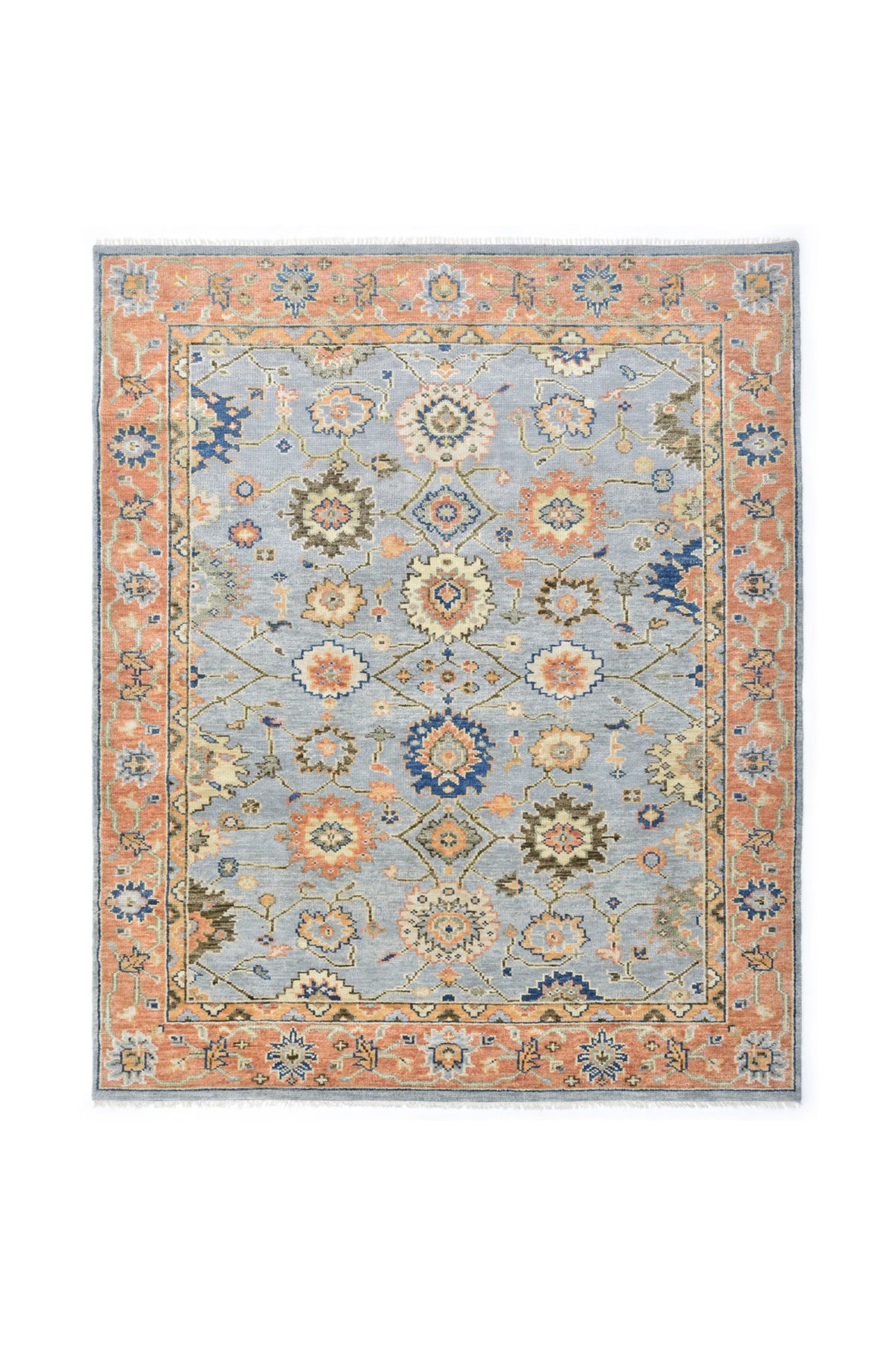 Liza Hand Knotted Contemporary Floral Light Gray Area Rug Light Gray