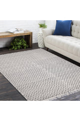 London Wool Hand Woven Contemporary Area Rug Ivory