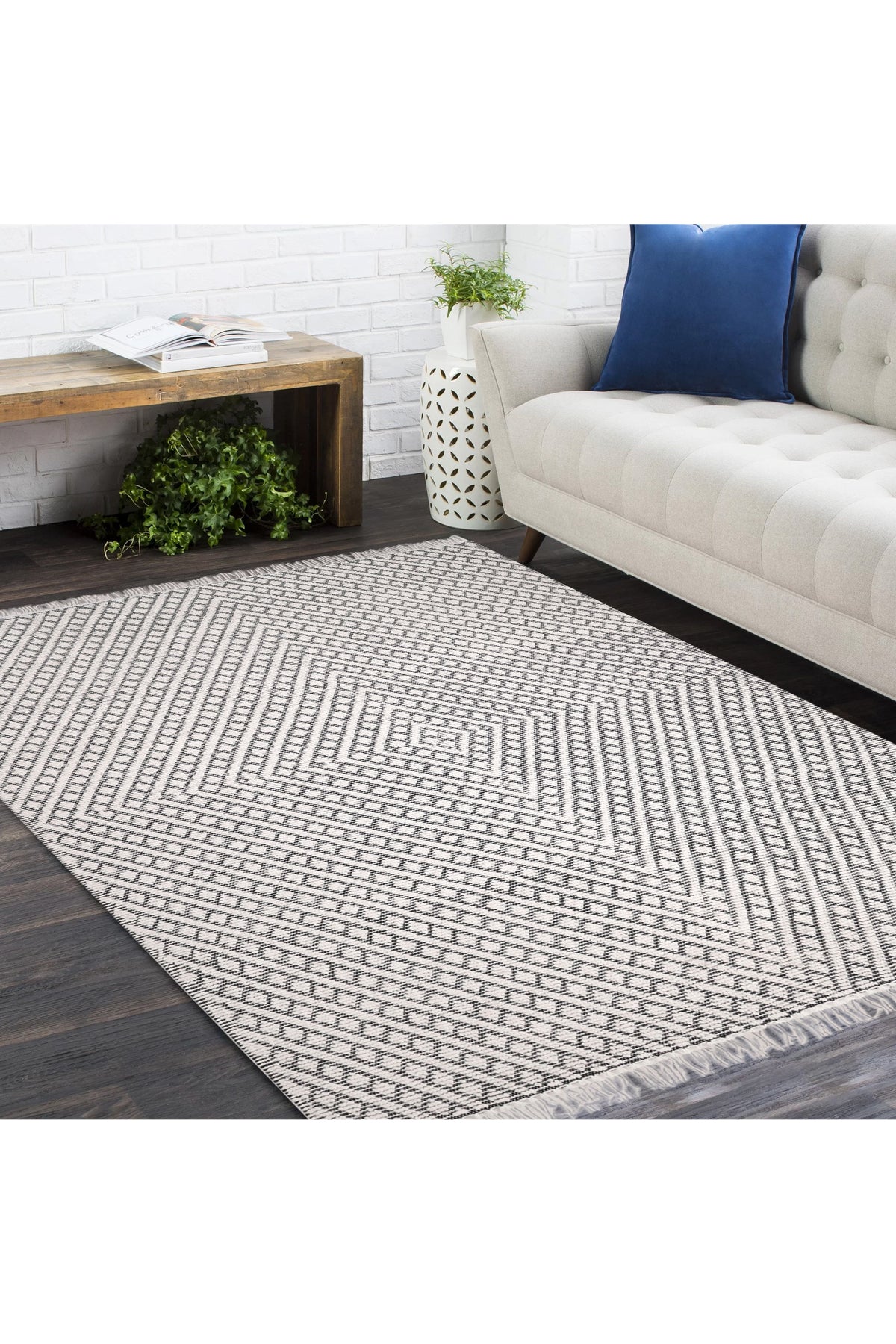 London Wool Hand Woven Contemporary Area Rug Ivory