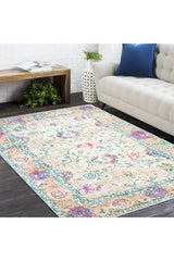 Ithica Hand-Loomed Contemporary Floral Beige Area Rug Beige