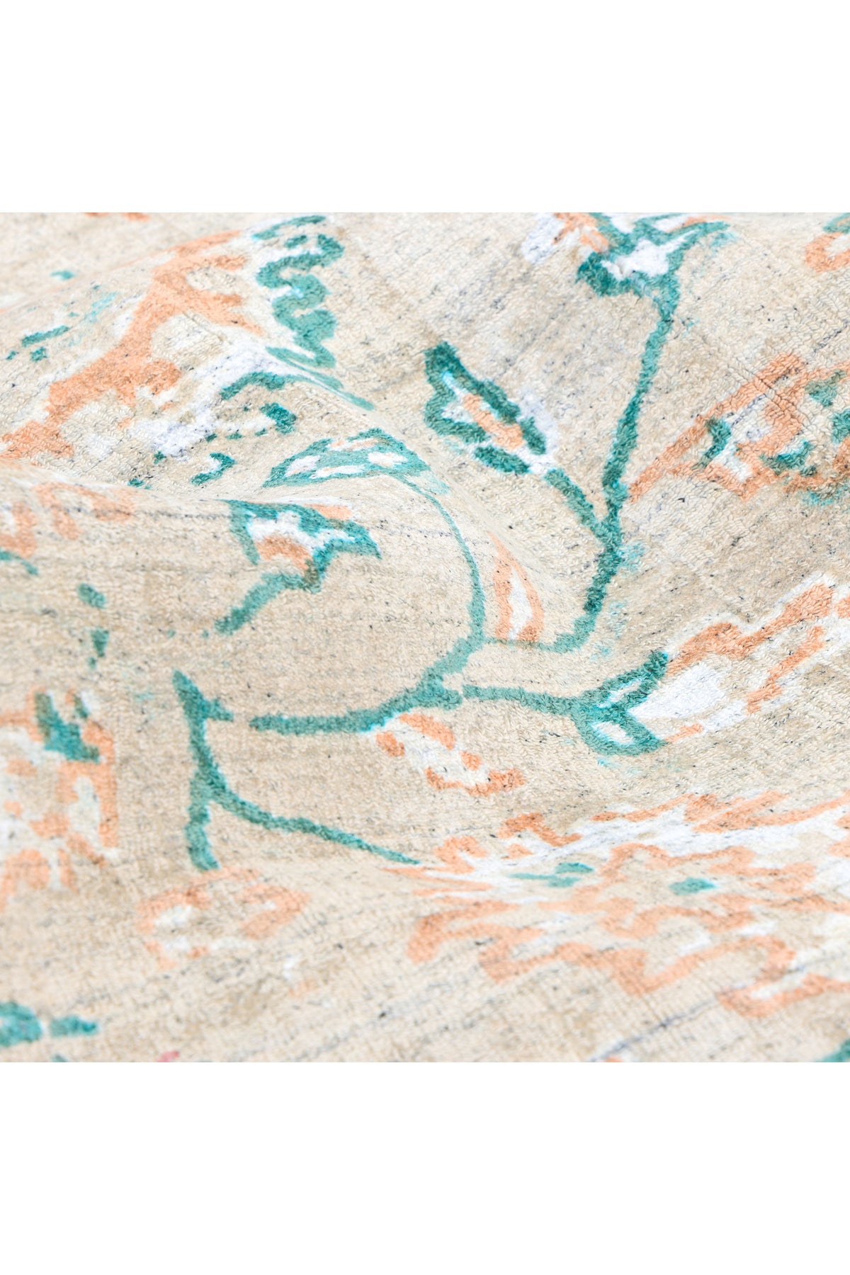 Ithica Hand-Loomed Contemporary Floral Beige Area Rug Beige