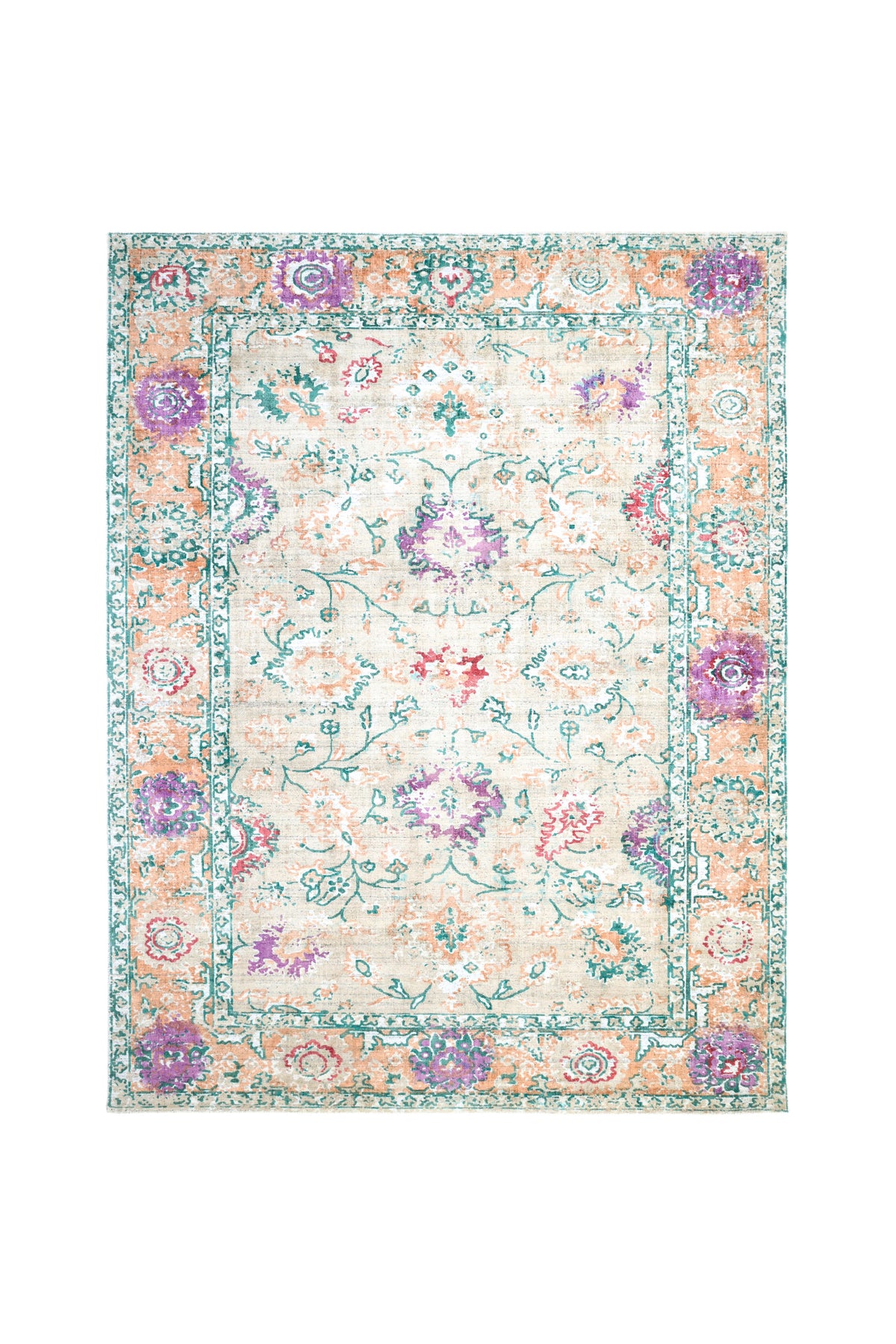 Ithica Hand-Loomed Contemporary Floral Beige Area Rug Beige