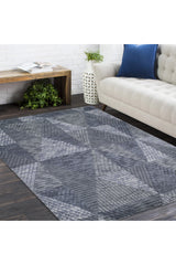 Erie Hand Knotted Contemporary Geometric Gray Area Rug Gray