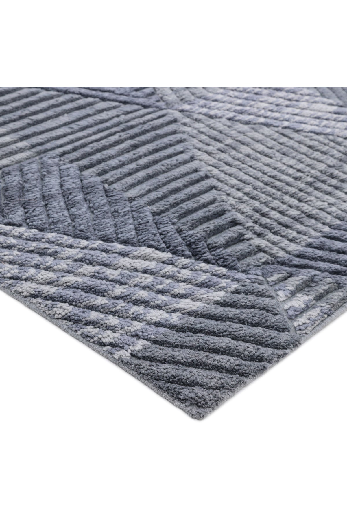Erie Hand Knotted Contemporary Geometric Gray Area Rug Gray