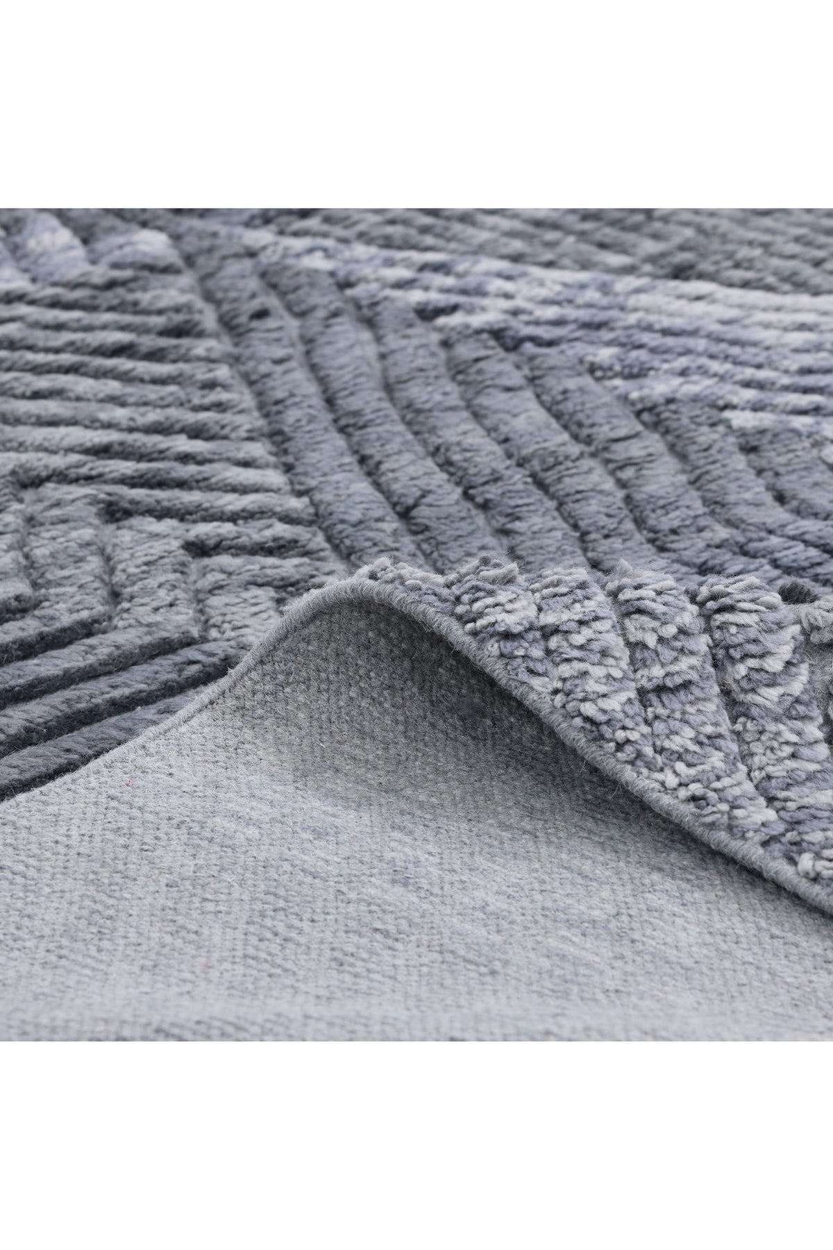 Erie Hand Knotted Contemporary Geometric Gray Area Rug Gray