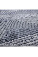 Erie Hand Knotted Contemporary Geometric Gray Area Rug Gray