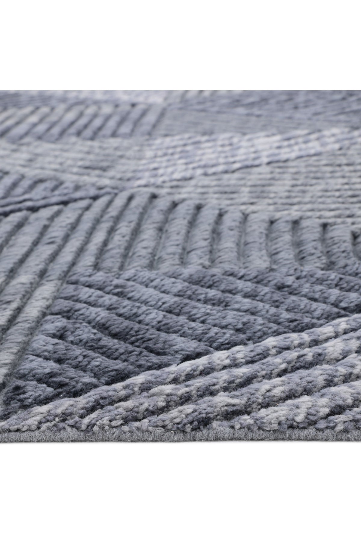Erie Hand Knotted Contemporary Geometric Gray Area Rug Gray