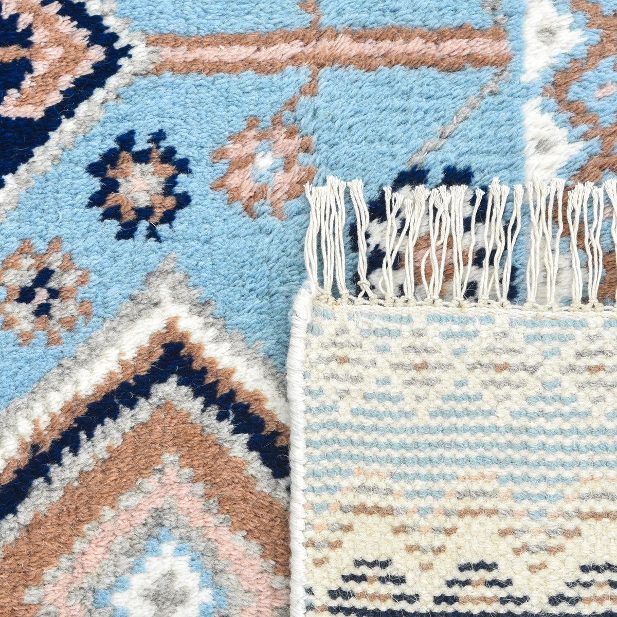 Hudson Hand Knotted Contemporary Floral Blue Area Rug Blue