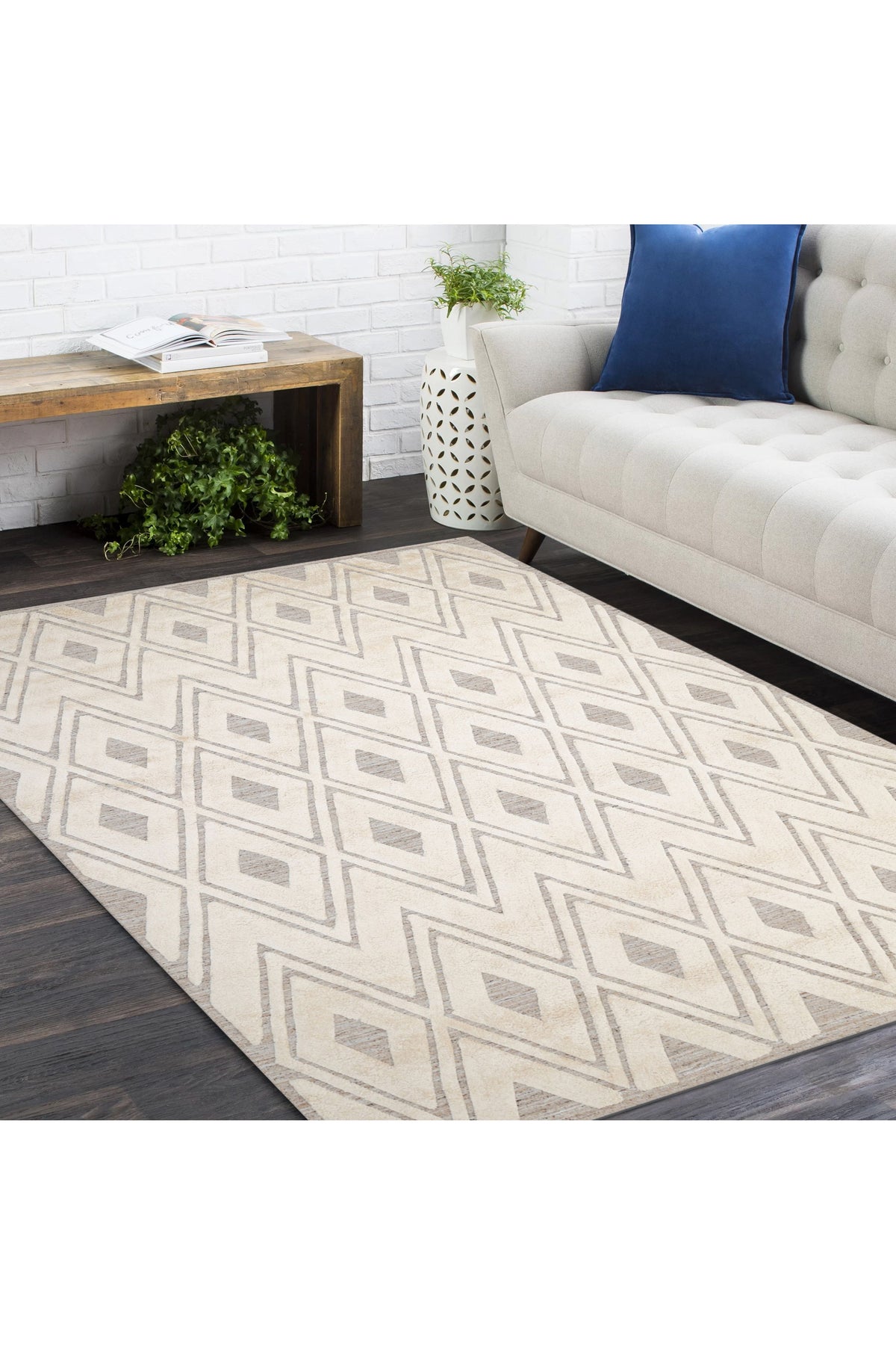 Fulton Hand-Loomed Bohemian Geometric Beige Area Rug Beige