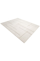 Norwich Hand Knotted Contemporary Solid Ivory Area Rug Ivory