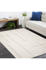 Norwich Hand Knotted Contemporary Solid Ivory Area Rug Ivory