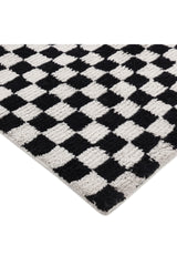 Stamford Hand Knotted Contemporary Checkered Black Area Rug Black