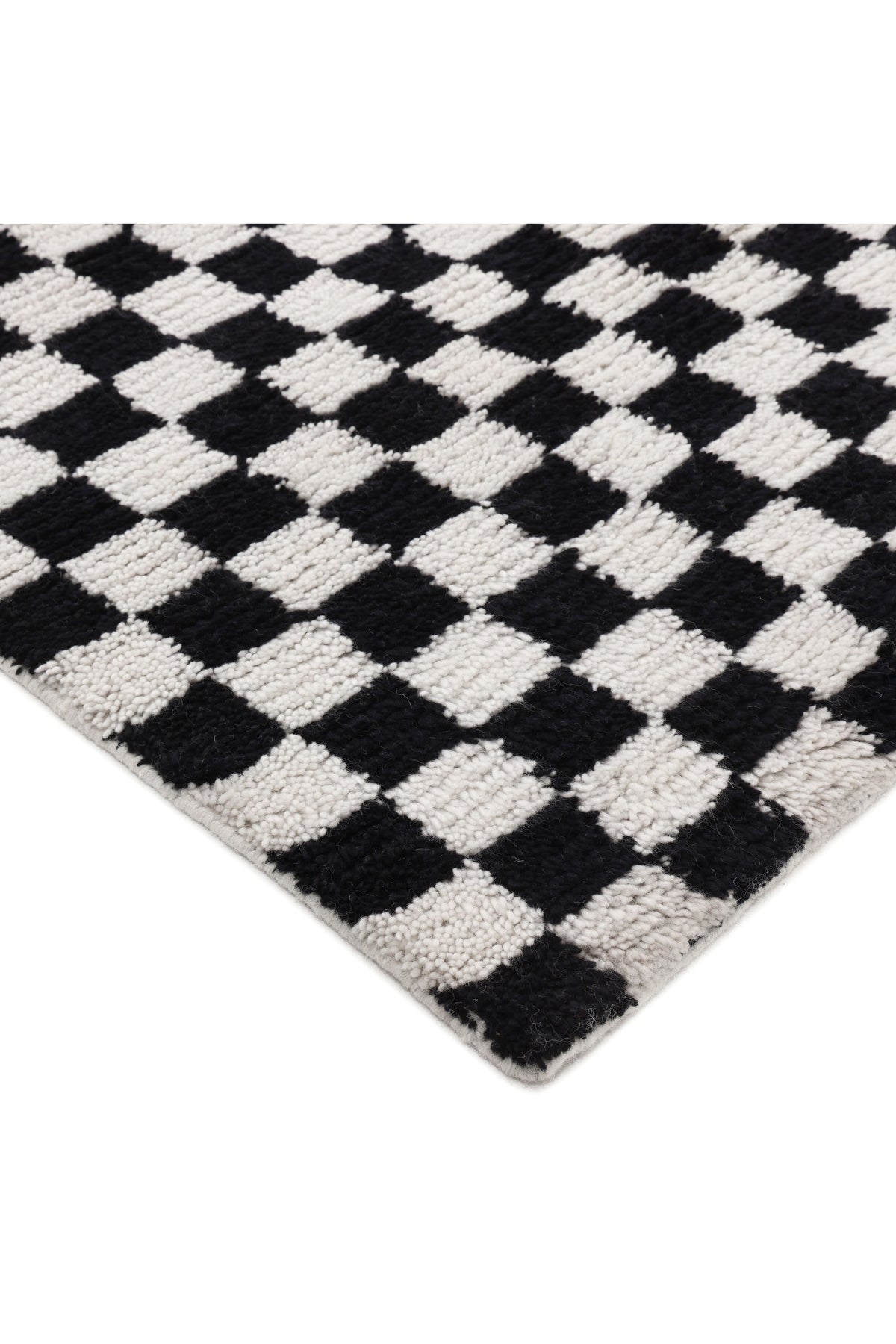 Stamford Hand Knotted Contemporary Checkered Black Area Rug Black