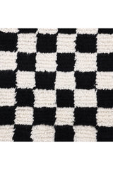 Stamford Hand Knotted Contemporary Checkered Black Area Rug Black