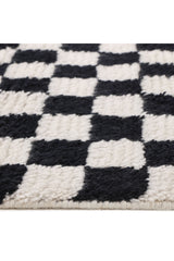 Stamford Hand Knotted Contemporary Checkered Black Area Rug Black