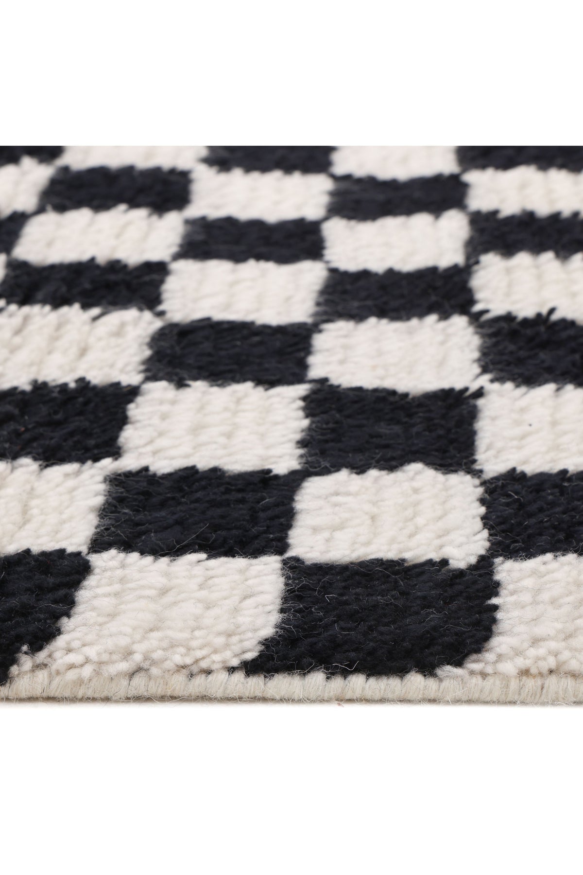 Stamford Hand Knotted Contemporary Checkered Black Area Rug Black