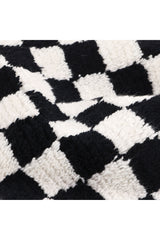 Stamford Hand Knotted Contemporary Checkered Black Area Rug Black