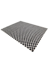 Stamford Hand Knotted Contemporary Checkered Black Area Rug Black