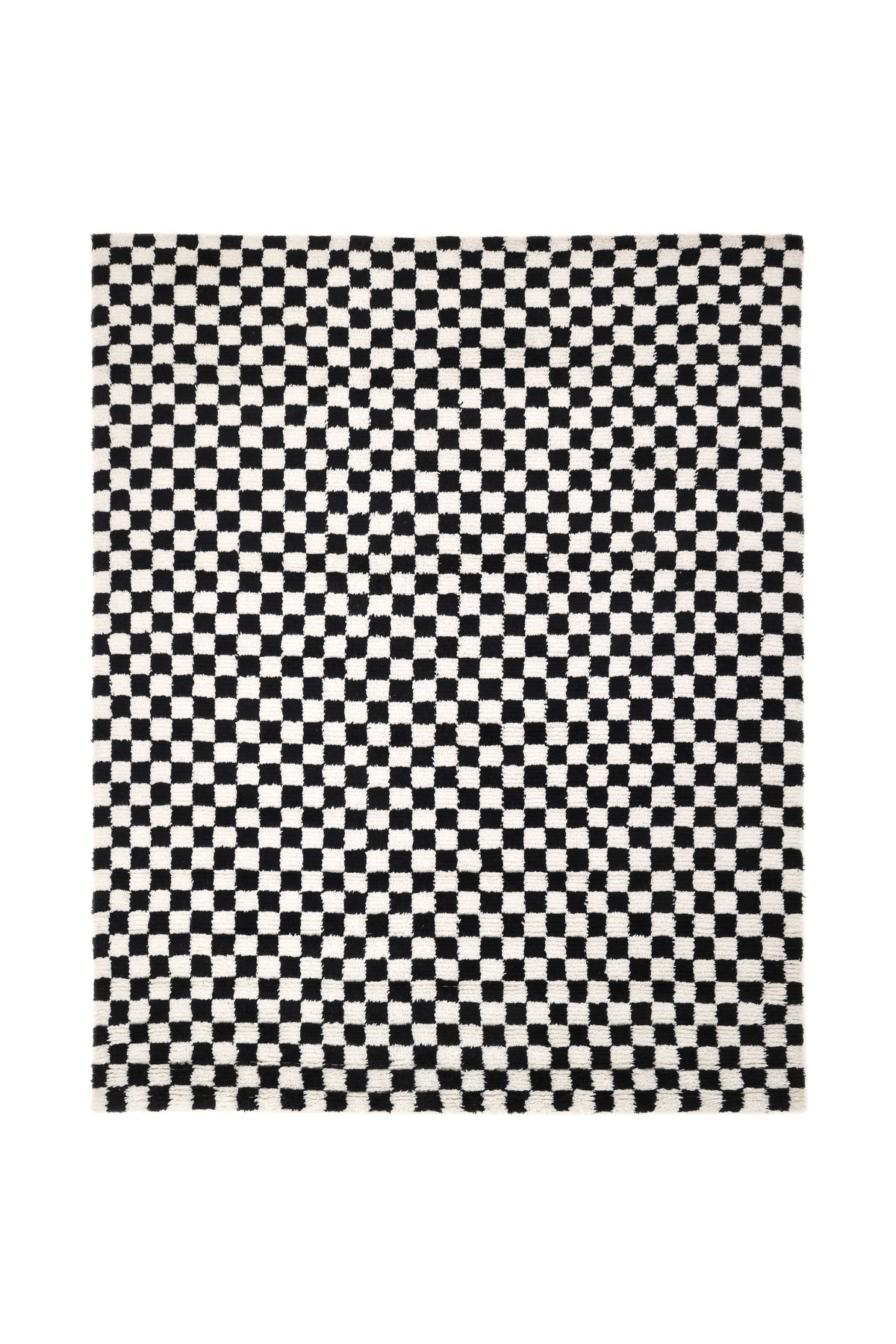 Stamford Hand Knotted Contemporary Checkered Black Area Rug Black