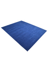 Cairo Hand-Loomed Contemporary Solid Blue Area Rug Blue